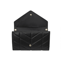 XOXO Women's Small Black Vegan Leather Quilted Fold Wallet withCrossbody Strap EasyOptionXY LLC