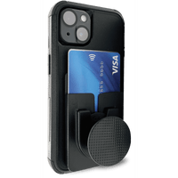 Lock-It Black: Exchangeable Phone Wallet, Velcro, Wireless Charging, Fits Standard Grips EasyOptionXY LLC