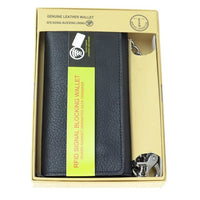Montauk Leather Club Men's RFID Signal Blocking Tri-Fold Trucker's Wallet in Genuine Black Leather with Heavy Duty Chain EasyOptionXY LLC