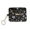 XOXO Women's Mini Black Graffeti Print Saffiano Leather Key Card ID Coin Case Wallet EasyOptionXY LLC