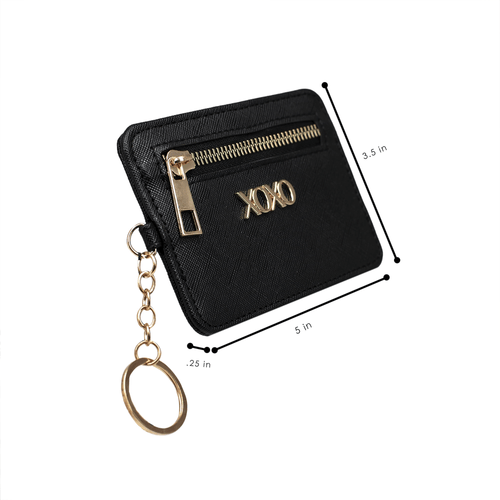 XOXO Women's Mini Black Saffiano Leather Key Card ID Coin Case Wallet EasyOptionXY LLC