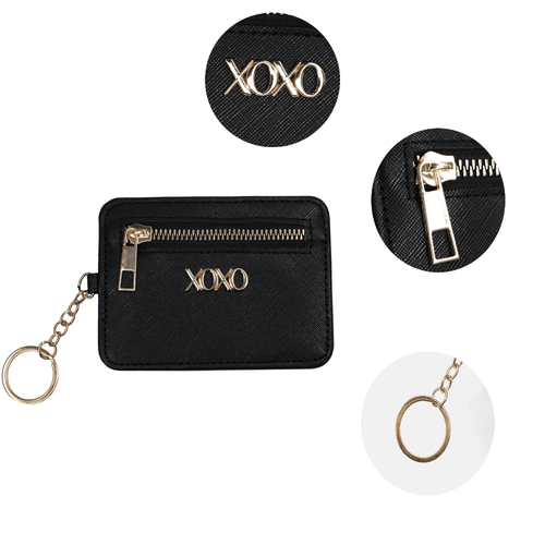 XOXO Women's Mini Black Saffiano Leather Key Card ID Coin Case Wallet EasyOptionXY LLC