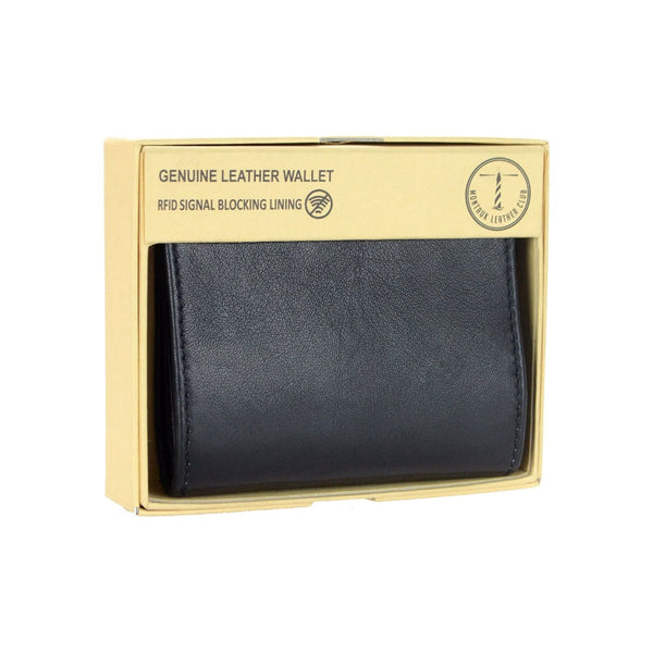 Montauk Leather Club Montauk Leather Club Men's RFID Signal Blocking Genuine Leather L-Fold Wallet with Gift Box EasyOptionXY LLC