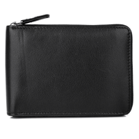 J. Buxton Men's Emblem Zip-Around Billfold Leather, Black EasyOptionXY LLC