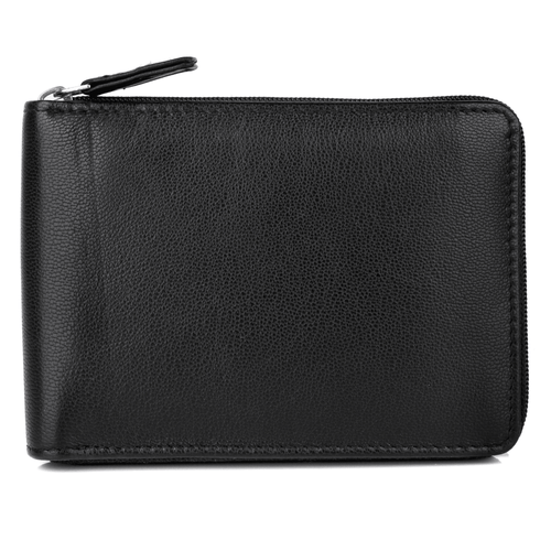 J. Buxton Men's Emblem Zip-Around Billfold Leather, Black EasyOptionXY LLC