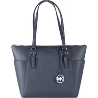 Michael Kors Womens Charlotte Large Top Zip Tote 35F0SCFT3L-406 (Navy/Silver Hardware) EasyOptionXY LLC