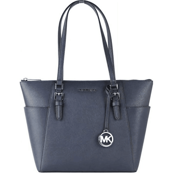 Michael Kors Womens Charlotte Large Top Zip Tote 35F0SCFT3L-406 (Navy/Silver Hardware) EasyOptionXY LLC