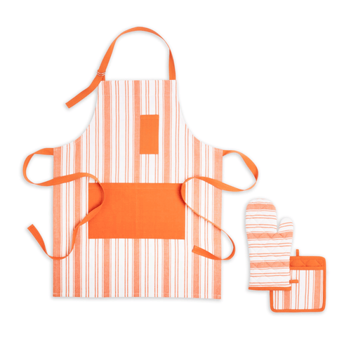 Better Homes & Garden Farma Apron, Oven Mitt and Potholder Set, Pumpkin, 3 Piece EasyOptionXY LLC