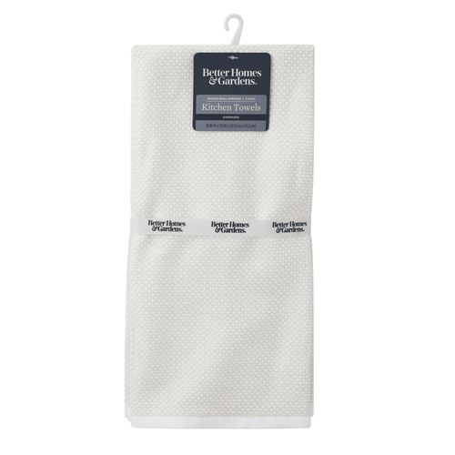 Better Homes & Gardens Papyrus-Beige Cotton-and-Polyester Woven Dual-Purpose Oversized Kitchen Towels 2 Pack EasyOptionXY LLC