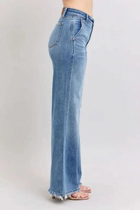 Judy Blue Raw Hem Wide Leg Jeans HTO Apparel