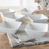 Better Homes & Gardens Porcelain Square Bowls, White, Set of 6 EasyOptionXY LLC