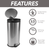 Better Homes & Gardens 7.9 Gallon Trash Can, Oval Kitchen Step Trash Can, Stainless Steel EasyOptionXY LLC
