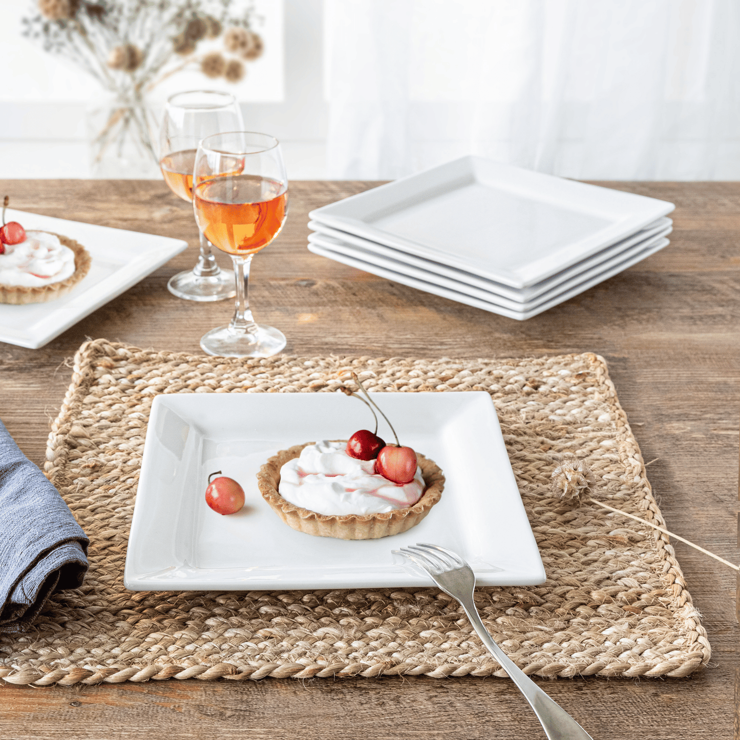 Better Homes & Gardens Square Porcelain Salad Plates, White, Set of 6 EasyOptionXY LLC