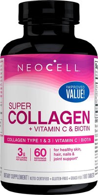 NeoCell Collagen Tablets With Vitamin C and Biotin, 180 Count EasyOptionXY LLC