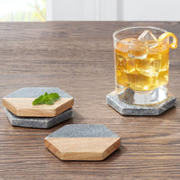 Better Homes & Gardens 4-Piece Wood and Stone Coaster Set EasyOptionXY LLC