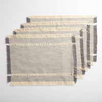 Better Homes & Gardens Woven Table Placemat with Fringe, Gray, 4 Piece Set EasyOptionXY LLC