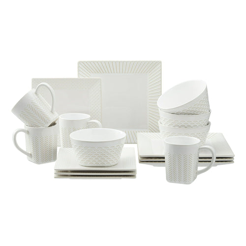 Better Homes & Gardens 16-Piece Farmhouse Square Dinnerware Set EasyOptionXY LLC
