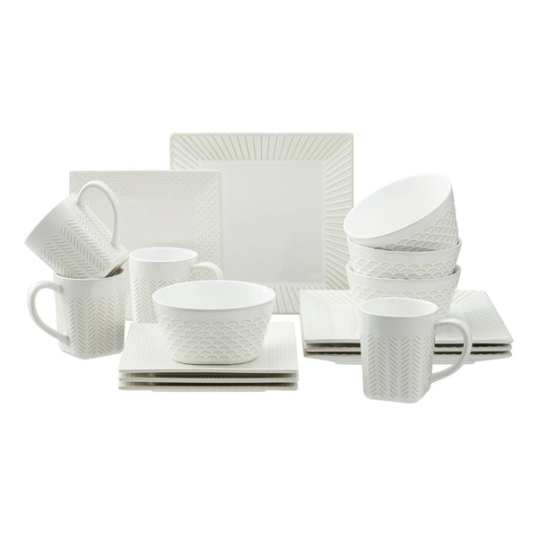 Better Homes & Gardens 16-Piece Farmhouse Square Dinnerware Set EasyOptionXY LLC