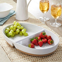 Better Homes & Gardens Abbott Exposed Clay Stoneware Divided Serving Tray, White Speckled, Oval EasyOptionXY LLC