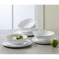 Better Homes & Garden 12-Piece Melamine Grey and White Marble Dinnerware Set EasyOptionXY LLC