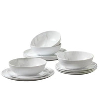 Better Homes & Garden 12-Piece Melamine Grey and White Marble Dinnerware Set EasyOptionXY LLC
