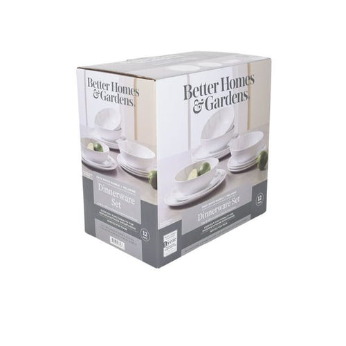 Better Homes & Garden 12-Piece Melamine Grey and White Marble Dinnerware Set EasyOptionXY LLC