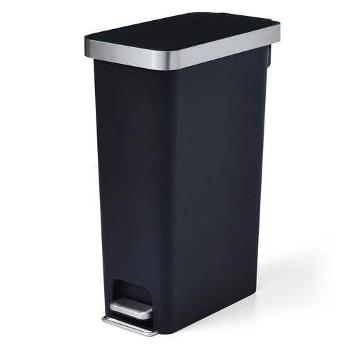 Better Homes & Gardens 10.5 Gallon Trash Can, Plastic Slim Step On Kitchen Trash Can, Black EasyOptionXY LLC