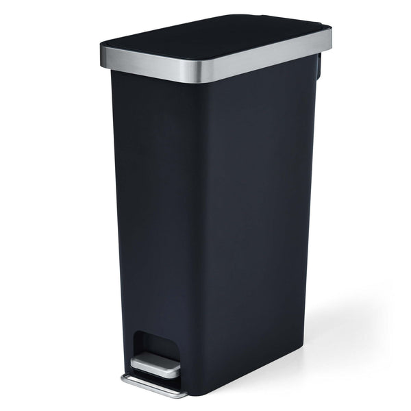 Better Homes & Gardens 10.5 Gallon Trash Can, Plastic Slim Step On Kitchen Trash Can, Black EasyOptionXY LLC