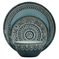 Better Homes & Gardens Teal Medallion 12-Piece Stoneware Dinnerware Set EasyOptionXY LLC