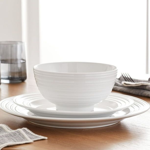 Better Homes & Gardens Anniston Porcelain Round-Shaped Dinner Plate, white, ceramic plate EasyOptionXY LLC