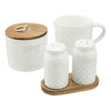 Better Homes & Gardens Farmhouse 4-Piece Dotted Sugar Cannister, Creamer, and Salt and Pepper Shaker Set in White EasyOptionXY LLC