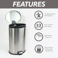 Better Homes & Gardens 10.5 Gallon Trash Can, Oval Kitchen Step Trash Can, Stainless Steel EasyOptionXY LLC