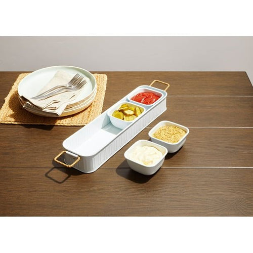 Better Homes & Gardens Galvanized Rectangle Condiment Tray, 17.44"L x 4.52" W, White EasyOptionXY LLC