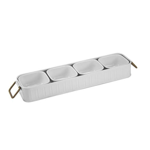 Better Homes & Gardens Galvanized Rectangle Condiment Tray, 17.44"L x 4.52" W, White EasyOptionXY LLC