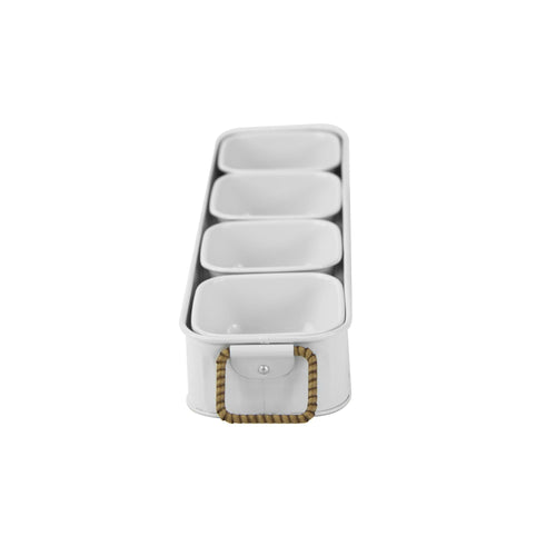 Better Homes & Gardens Galvanized Rectangle Condiment Tray, 17.44"L x 4.52" W, White EasyOptionXY LLC