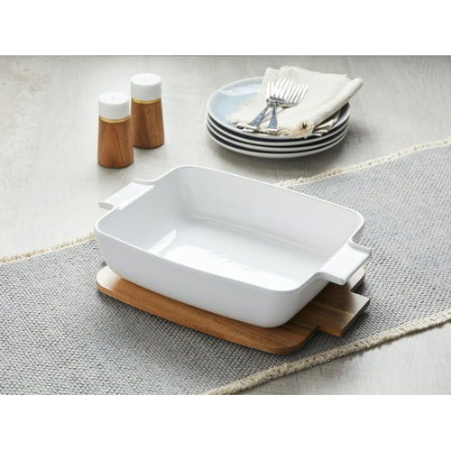 Better Homes & Gardens Ceramic Oven to Table Serveware Dish with Acacia Lid, 13.39 x 9.06 x 3.39 in EasyOptionXY LLC