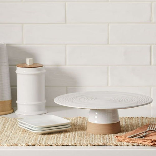 Better Homes & Gardens Abbott Exposed Clay Stoneware Pedestal Cake Stand, White Speckled, 3.52lbs EasyOptionXY LLC