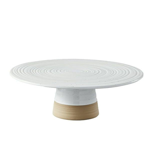 Better Homes & Gardens Abbott Exposed Clay Stoneware Pedestal Cake Stand, White Speckled, 3.52lbs EasyOptionXY LLC
