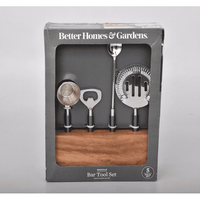 Better Homes & Gardens 5-Piece Stainless Steel Bar Tool Set in Wooden Block EasyOptionXY LLC