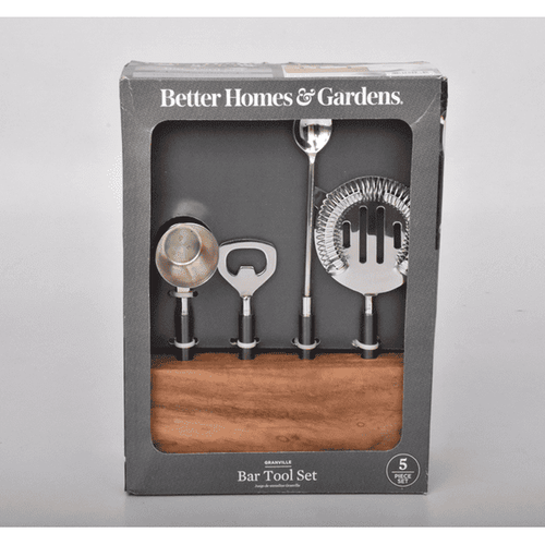 Better Homes & Gardens 5-Piece Stainless Steel Bar Tool Set in Wooden Block EasyOptionXY LLC