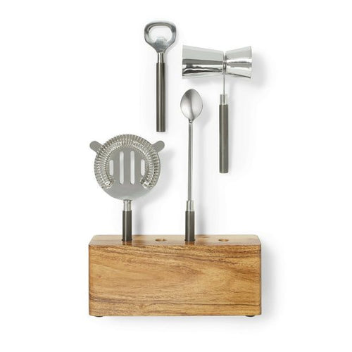Better Homes & Gardens 5-Piece Stainless Steel Bar Tool Set in Wooden Block EasyOptionXY LLC