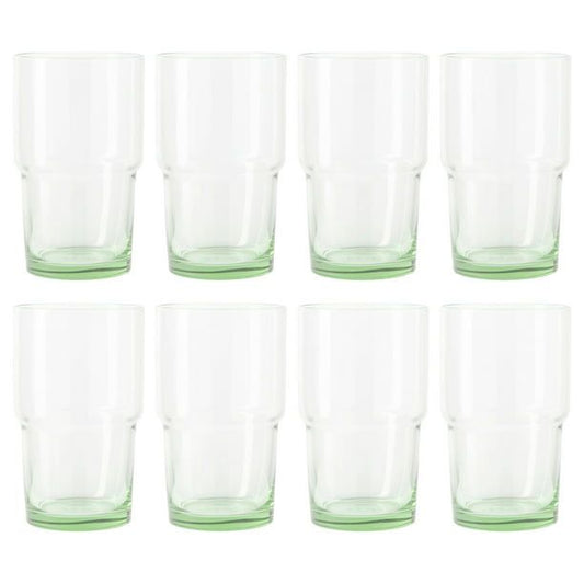 Better Homes & Gardens Clear Green Glass, Glassware, 8 Pack, 15 oz