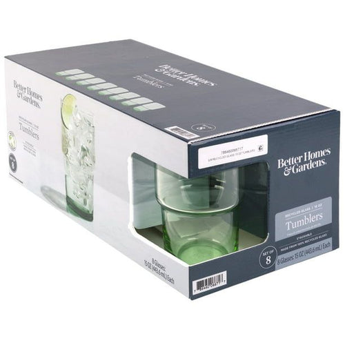 Better Homes & Gardens Clear Green Glass, Glassware, 8 Pack, 15 oz EasyOptionXY LLC