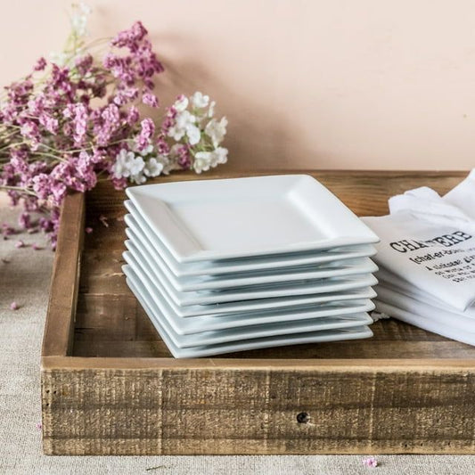 Better Homes & Gardens 5" Square Appetizer Plate, White Porcelain, Set of 8 EasyOptionXY LLC