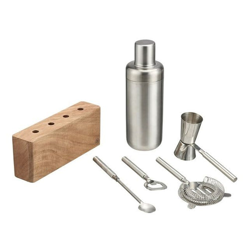 Better Homes & Gardens 7-Piece Stainless Steel Mixologist Set with Wooden Tray EasyOptionXY LLC