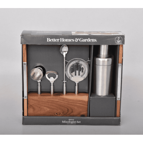 Better Homes & Gardens 7-Piece Stainless Steel Mixologist Set with Wooden Tray EasyOptionXY LLC