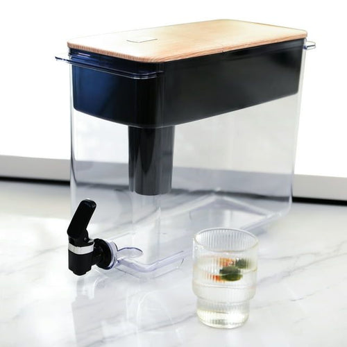 Bhg Wooden Lid Water Filter Pitcher 30 Cup Series, BPA-Free White EasyOptionXY LLC