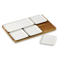 Better Homes & Gardens 6 Piece White Porcelain Grazing Board with Acacia Wood EasyOptionXY LLC