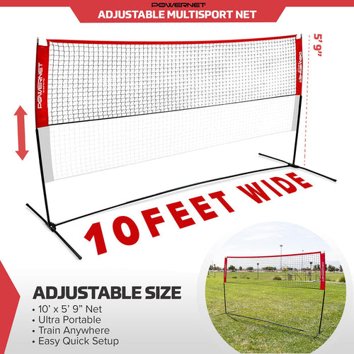 PowerNet Portable 10x3 Ft Net for Tennis Badminton Volleyball Pickellball (1050) Jupiter Gear