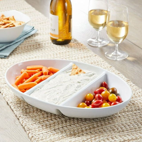 Better Homes & Gardens- Porcelain Oval-shape Divided Bowl, White EasyOptionXY LLC